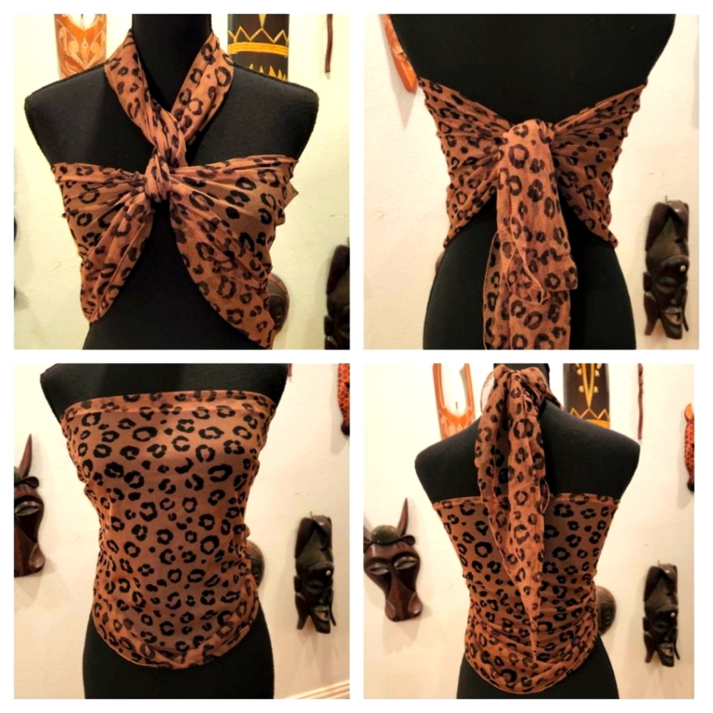 NWOT Leopard Print Sarong, Short Length, One Size